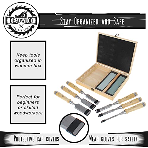 Deadwood Crafted Tools Wood Carving Tools Kit - 12pc Wood Carving Chisel  Set 