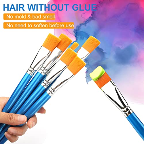 GACDR 1 inch Flat Paint Brushes for Acrylic Painting,12 Pieces Large Synthetic Paint Brushes Bulk with Wooden Handle for Acrylic, Watercolor, Oil, GACDR