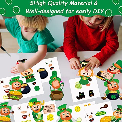 chiazllta 30 Packs St. Patrick's Day Craft Kits DIY Leprechauns Art Craft for Preschool Kids, St. Patrick’s Day Make Your Own Leprechauns Paper Craft