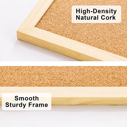 2 Pack Cork Board Bulletin Board, 15.7"X 12" pin Boards for Walls, Oak Wood Finish Frame, Wall Mounted Cork Board for Office Home and School(Pins, BGJRBY