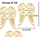 Pack of 24 Unfinished Wood Angel Wings Cutouts by Factory Direct Craft - Blank Angel Wing Wooden DIY Shapes for Christmas Holiday Crafts (3-1/4" x Factory Direct Craft