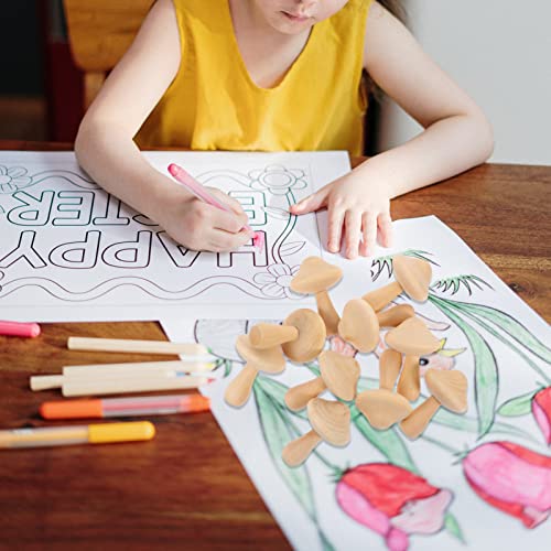 MAGICLULU 10pcs Unfinished Wooden Mushroom Unpainted Wood Mushrooms Set Various Sizes Wooden Mushroom for Arts Projects MAGICLULU