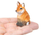 Selsela Red Fox Figurine Statue Small Wood Art Sculpture Decoration Art Carving Miniature Animals Selsela