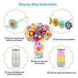 Crafts for Girls Ages 4-12 Gift Make Your Own Flower Bouquet with Buttons Felt Flowers, Christmas gift Vase Art and Craft for Children - DIY Activity HULASO