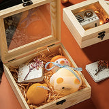 Wooden Box,Extral Large Unfinished Pine Wood Boxes Wooden Storage Box,Rectangle Unfinished Pine Wood Box Natural Wooden with Hinged Lid and Front Nsmykhg