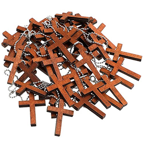 Hicarer Cross Charm Mini Wood Cross Charm Wooden Cross Pendant Hanging Ornament for Men, Women DIY Necklace Bracelet Earring Jewelry Craft Making (80 Hicarer