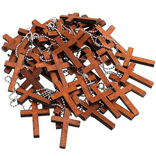 Hicarer Cross Charm Mini Wood Cross Charm Wooden Cross Pendant Hanging Ornament for Men, Women DIY Necklace Bracelet Earring Jewelry Craft Making Hicarer