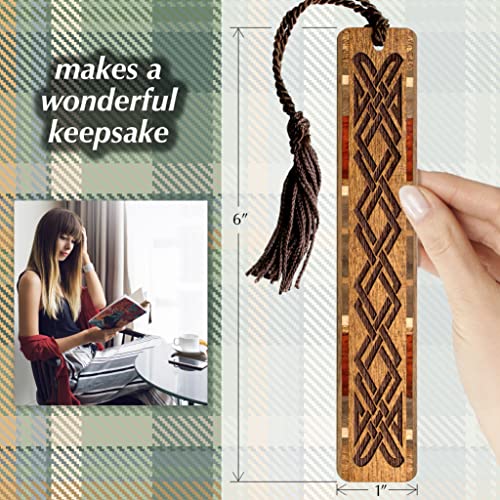 Celtic Knot Engraved Handmade Wooden Bookmark on Sapele Hardwood - Made in USA - Also Available Personalized Mitercraft