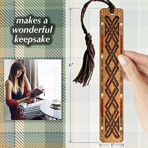 Celtic Knot Engraved Handmade Wooden Bookmark on Sapele Hardwood - Made in USA - Also Available Personalized - WoodArtSupply