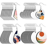 Whaline 40Pcs Sublimation Blank Earrings Round Heart Teardrop Irregular Square MDF Board White Earrings Heat Transfer Earrings Unfinished Wood Whaline