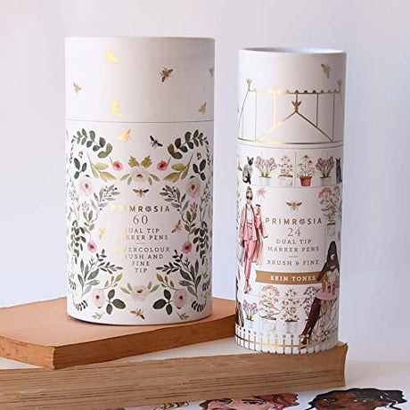 Primrosia Dual Tip Marker Pens and Skin Tones sets, Fineliner and Watercolor Brush Pens for Art Sketching Illustration Calligraphy Permanent Primrosia