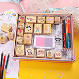 Unicorn Wooden Stamp and Sticker Set for Girls, Unicorn, Mermaid, Panda, Alpaca, Sloth, Cats, Rainbow, Butterfly Stamps, Activity Craft Set for Girls YOYTOO