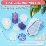 6 PCS Silicone Grinder Resin Mold, Anglekai Grinder Silicone Molds for Epoxy Resin Rolling Tray Mold, Herb Resin Grinder Mould for DIY, Mill Spice Anglekai