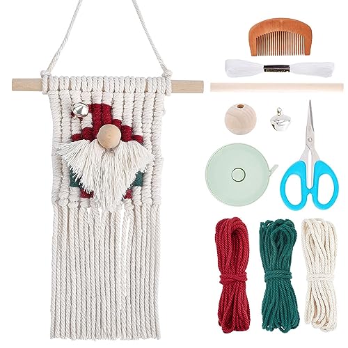 INFUNLY Christmas DIY Macrame Gnomes Kit Macrame Santa Claus Wall Hanging for Beginners Woven Macrame Xmas Gnomes Macrame Kits for Adults with - WoodArtSupply