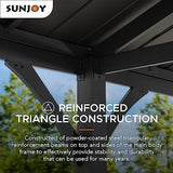 Sunjoy Carport 14 ft. x 20 ft. Outdoor Gazebo Heavy Duty Garage Car Shelter with Brown Powder-Coated Steel Roof/Black Frame and 2 Ceiling Hooks by Sunjoy