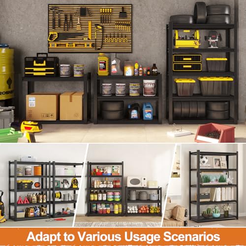 Gadroad 5 Tier Shelving Heavy Duty Storage Shelves Adjustable Garage Utility Shelf Rack Metal Shelving Unit Multipurpose Shelf Warehouse Basement Gadroad