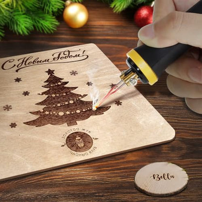 TEKCHIC Wood Burning Machine Kit 20 Tips, Dual Pen 110V 50W Pyrography Machine, Digital Temperature Adjustment and Electric Wood Burning Detailer for