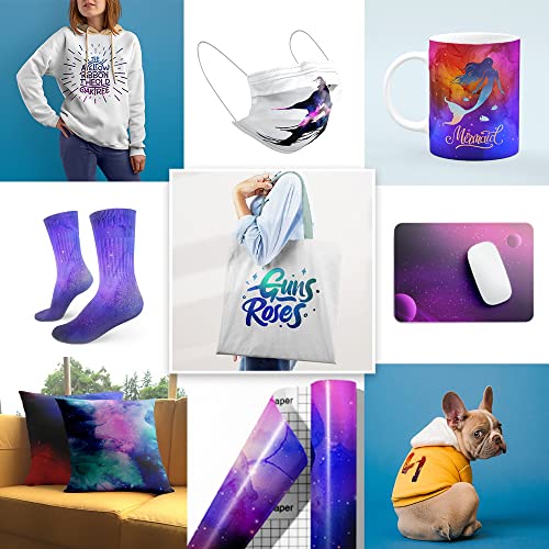 WOWOCUT Infusible Transfer Ink Sheets,10 Pack 12"X12" Aurora Heat Press Transfer Paper, Sublimation Ink Sheet for Cricut Machine, DIY WOWOCUT