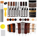 SEISSO Wood Furniture Repair Kit -12 Wood Fillers with Wood Putty and Touch Up Markers Wax Fillers Beeswax for Hole, Scratch, Cracks Cover Wooden SEISSO