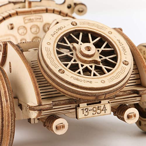 3D Wooden Mechanical Car Model Puzzle by ROKR - DIY Self-Assembly Vehicle Kit for All Ages ROKR