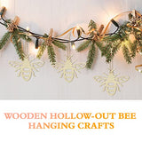 Amosfun 20pcs Bee Wooden Ornaments Unfinished Wood Slices Crafts Predrilled with Hole Spring Easter Bee Festival Party Decorations DIY Painting Amosfun