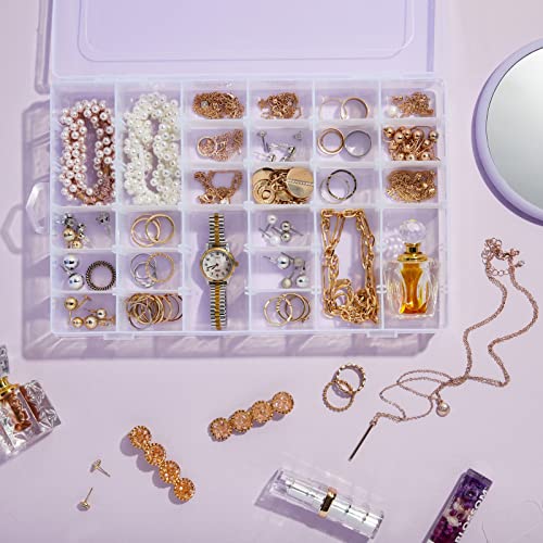 3 Pack Jewelry Organizer Box for Earrings, Clear Plastic Bead Storage Containers for Crafts (36 Compartments) - WoodArtSupply