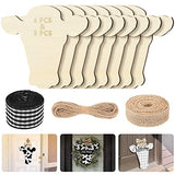 Heifer Cutout Unfinished Wood Cow Country Farm Wooden Door Hanger Wood Cutouts Blank Wood Cow Slice with Ribbon and Twine for DIY Crafts Country Weysat