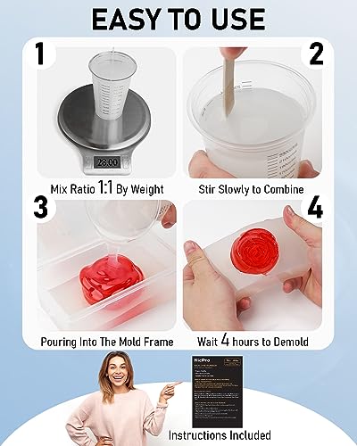 Nicpro 74oz Silicone Mold Making Kit, Platinum Liquid Silicone Rubber for Mold Maker, Translucent Flexible & Food Safe Mix Ratio 1:1 for Casting 3D Nicpro