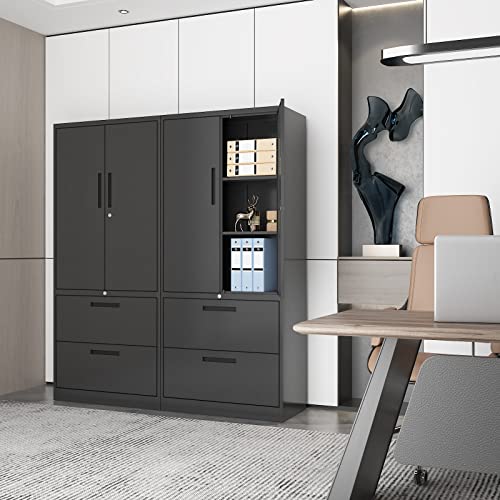 AFAIF Metal File Cabinets, Lateral Filing Cabinet with 2 Drawers,70" H File Cabinet for Home Office, Office Storage Cabinet with Adjustable Storage