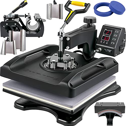 VEVOR Upgraded Heat Press Machine - 8 in 1 Heat Press 15x15, 360° Swing Away Heat Press for Sublimation, DIY T-Shirts/Hats/Mugs/Heat Transfer