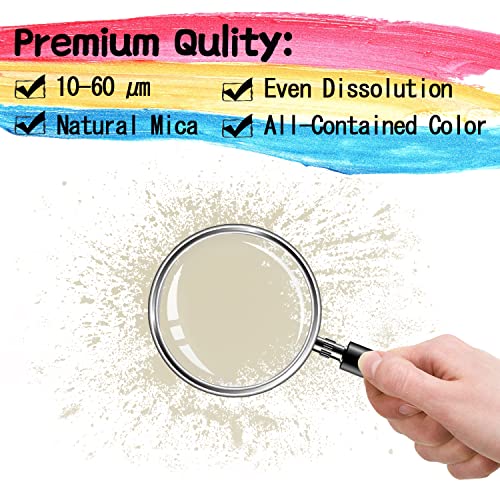Mica Powder - 60g Mica Powder for Epoxy Resin - Pearl Pigment Powder Dye for Resin/Eye Shadow/Soap Making/Nails/Bath Bombs etc. (Magic Gold) LightStone