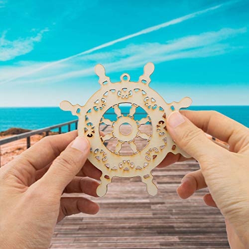 Summer-Ray 12 Wooden Sea Theme Laser Cutout DIY Craft Party Decoration Room Decoration Seahorse, Helm, Sea Turtle, Starfish Summer-Ray.com