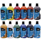 MONT MARTE Signature Acrylic Color Paint Set, 12 x 33.8oz (1L), Semi-Matte Finish, 12 Colors, Suitable for Canvas, Wood, Fabric, Leather, Cardboard, MONT MARTE
