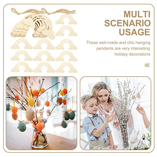 Unfinished Wooden Rainbow Cutouts: 20PCS Rainbow Wood DIY Craft Shapes Ornaments Blank Wood Slices Embellishments for Wedding Birthday Christmas EXCEART