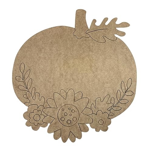 Fall Pumpkin with Decorative Fall Flowers Wooden Shape, Paint by Line,Wood Craft Cutout, Build-A-Cross Build-A-Cross