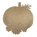 Fall Pumpkin with Decorative Fall Flowers Wooden Shape, Paint by Line,Wood Craft Cutout, Build-A-Cross Build-A-Cross