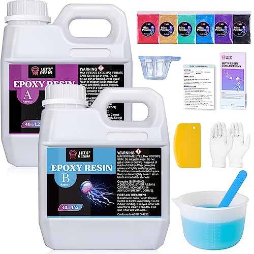 LET'S RESIN 80oz Crystal Clear Casting Resin Kit,Bubbles Free Epoxy Resin Supplies,Clear Resin for Craft,Tumblers,Molds,Jewelry,Resin and Hardener