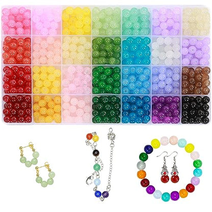 BTYYIHEX 700PCS Glass Beads for Jewelry Making,28 Colors 8mm Crystal Gemstone Beads Bracelet Making Kit for DIY Craft, Ideal for Bracelets Jewelry - WoodArtSupply