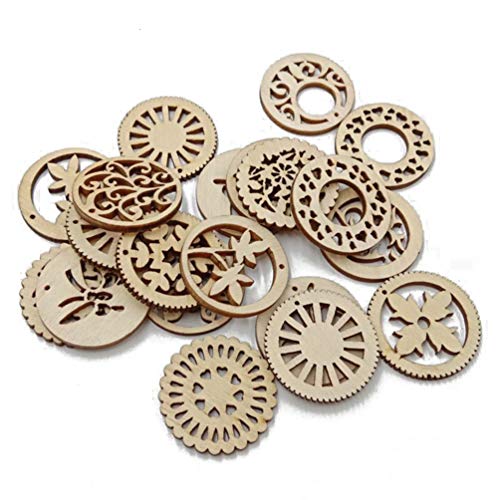 Healifty 20pcs Rustic Decor Wood Decor Scrapbook Embellishments Wooden Flower Craft Woodsy Decor Wooden Craft Supplies Wood Slices Wooden Healifty