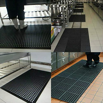 sunnyuup Commercial Rubber Floor Mats & Matting 3FT x 5FT Anti-Fatigue Rubber Floor Mat with Drainage Holes Heavy Duty Non-Slip Drainage Mat for - WoodArtSupply