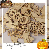 LIOOBO 20PCS Halloween Ghost Festival Decoration Props Puzzle Graffiti Wood Chip Spider Wooden Pendant for Arts and DIY Crafts Creative Decorations LIOOBO