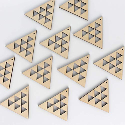 ALL SIZES BULK (12pc to 100pc) Unfinished Wood Wooden Triangle Frame Laser Cutout Dangle Earring Jewelry Blanks Charms Ornaments Shape Crafts Made in Texan Wood Crafts