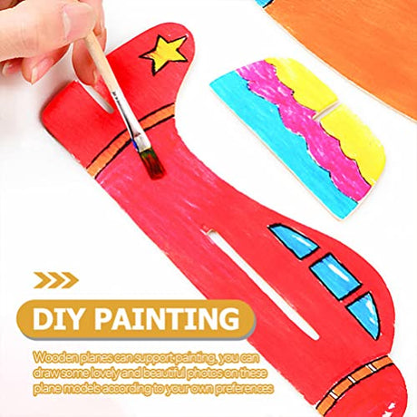 Toyvian 20pcs Unfinished Wooden Plane Model Toy Airplane Craft Wood Airplane for Painting, DIY Wood Airplane Toys for School Craft Projects or Family Toyvian