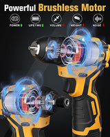 EWORK 12V Brushless Impact Driver and Cordless Drill Set, Compact Power Tool Combo Kits, High Torque Small Electric Drill Driver with (2) 2.0Ah EWORK