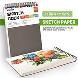 Soucolor 9" x 12" Sketch Book, 1-Pack 100 Sheets Spiral Bound Art Sketchbook, Acid Free (68lb/100gsm) Artist Drawing Book Paper Painting Sketching Soucolor