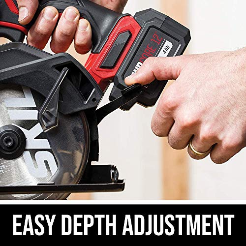 SKIL PWR CORE 12 Brushless 12V Compact 5-1/2 Inch Circular Saw, Includes 4.0Ah Lithium Battery and PWR JUMP Charger - CR541802, Red Skil