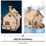 PartyKindom 1 Set DIY Music Box Wood House Figurines Christmas Village Scene Kids DIY Materials Unfinished Wood Xmas House Wooden Toys Educational PartyKindom
