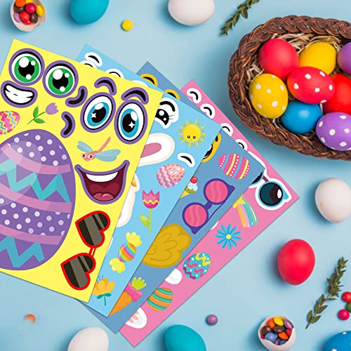 36 Sheet Easter Stickers for Kids,Easter Basket Stuffers,Make a Face Easter Stickers with Easter Animal Egg Themed,Make Your Own Stickers,Easter DUJAA