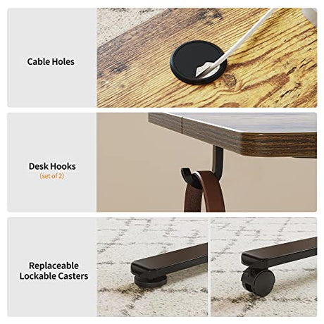 Cubiker 55 x 24 Inch Standing Desk, Stand up Height Adjustable Home Office Electric Table, Sit Stand Desk with Splice Board, Black Frame & Rustic Cubiker