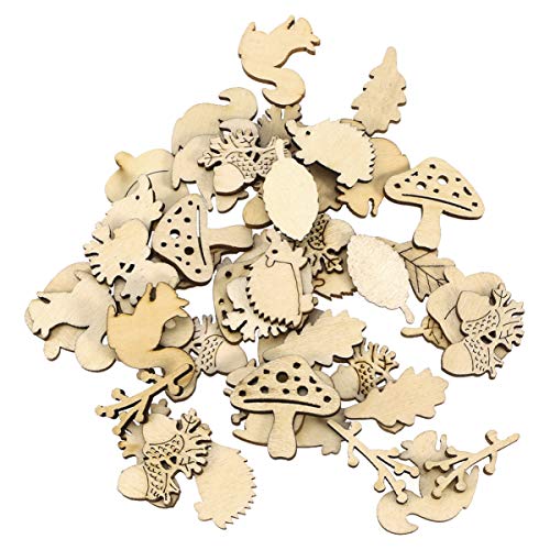 Healifty 50pcs Unfinished Wooden Cutouts Natural Wooden Slices Wooden Embellishments Crafts for DIY Craft Embellishments Wood Slices DIY Wooden Healifty